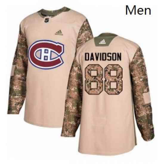 Mens Adidas Montreal Canadiens 88 Brandon Davidson Authentic Camo Veterans Day Practice NHL Jersey